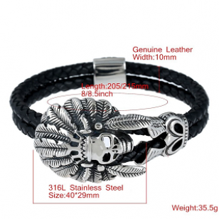 Leer Armband Indian Chief RVS